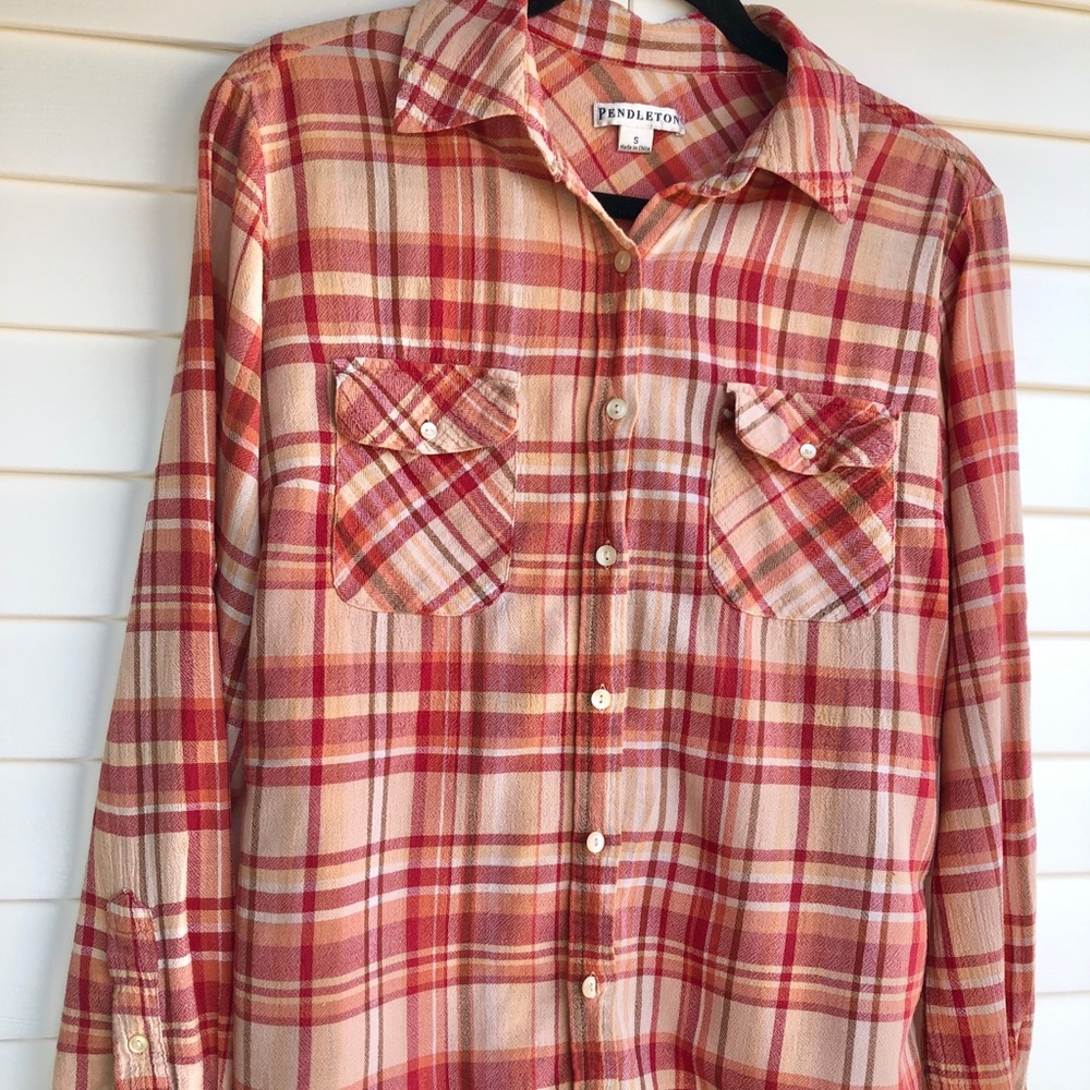 Pendleton Flannel Peach and Tan